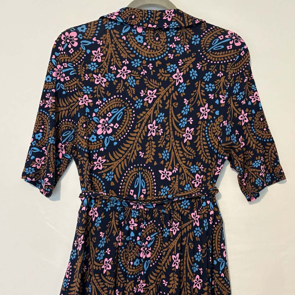 Boden‎ Floral Paisley Jersey Wrap Midi Dress US 10L Boho Resort Cottagecore - Picture 9 of 11